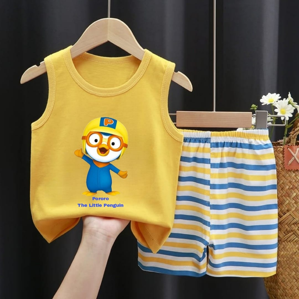 SINGLET BAJU ANAK PORORO SANTAI UNTUK ANAK 2-10 TAHUN KE307