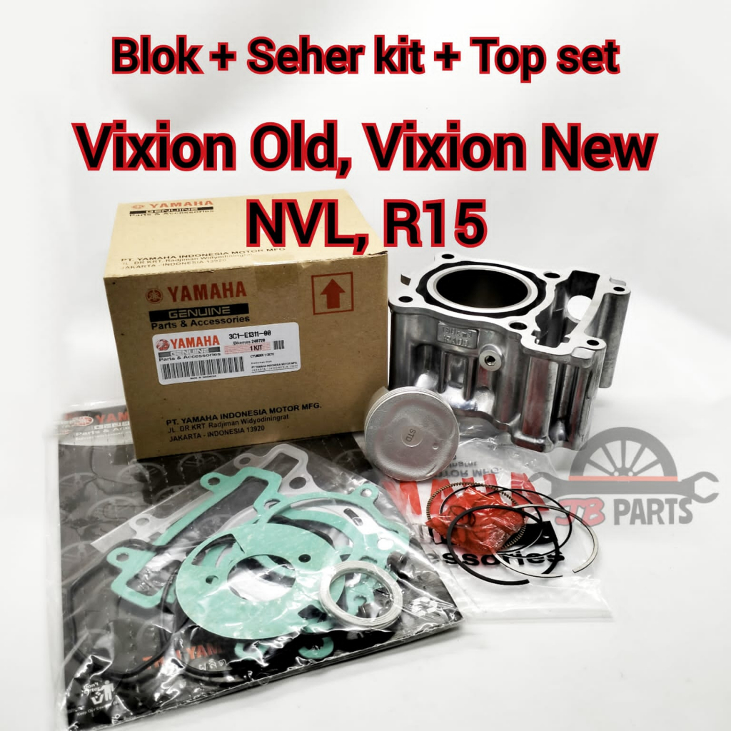 Blok seher + Piston kit + Top Set Vixion Yamaha 3C1 / 1PA old new NVL R15 kualitas sangat bagus pres