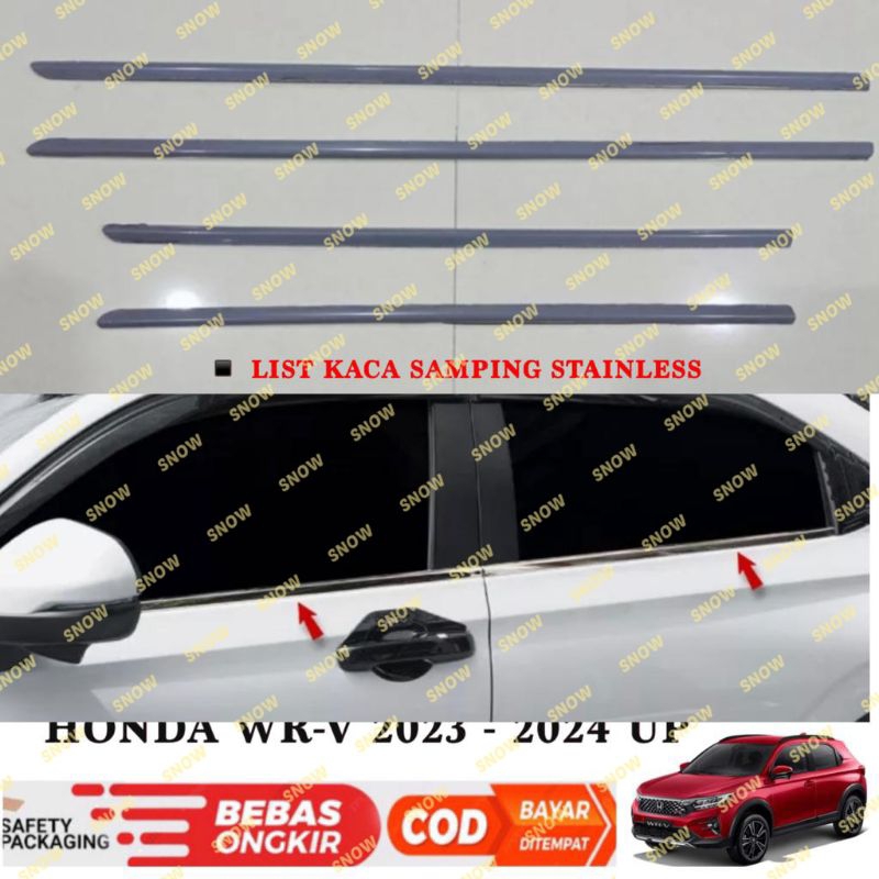 List Kaca Samping Mobil Honda WRV WR-V 2022 2023 2024 Up Stainless