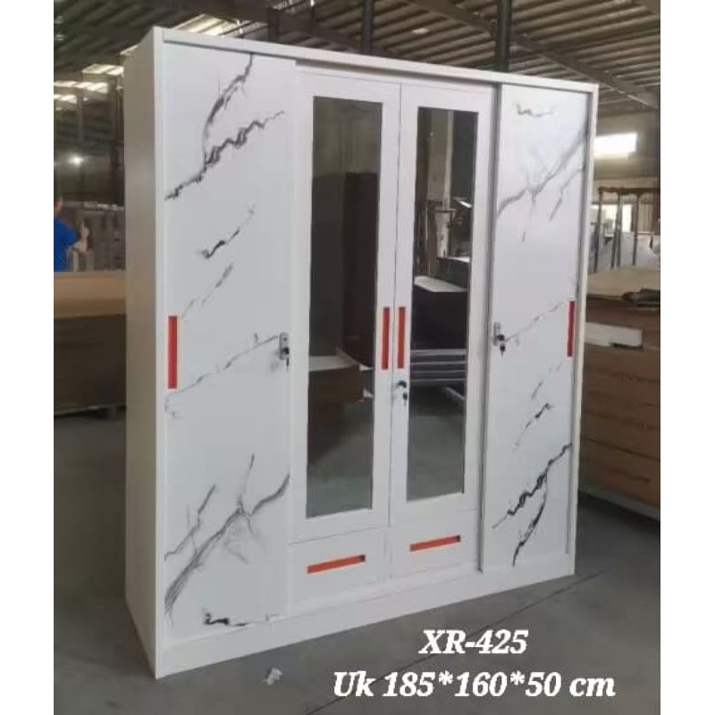 lemari baju besi sleding 4 pintu bufalo