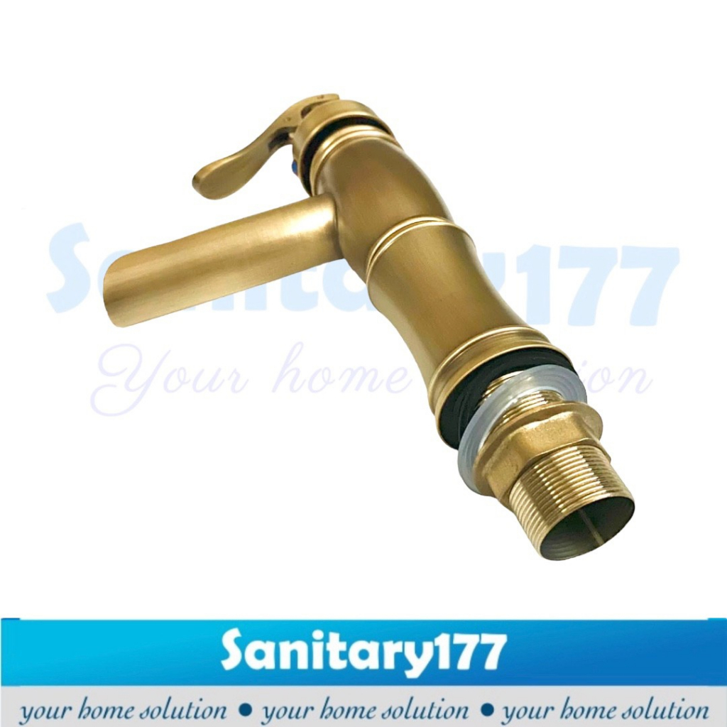 Kran Wastafel Panas Dingin  GOLD matte 84G-Keran air washtafel antik cuci tangan mixer retro model jadul eropa european antique unik uniq teko brass basin faucet