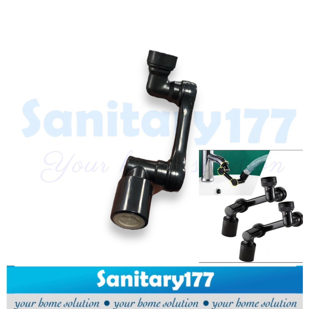 Sambungan Kepala kran air filter putar 1080 hitam crom-head aerator adapter adaptor extension extender kran sink dapur bathtub washtafel 2 model air