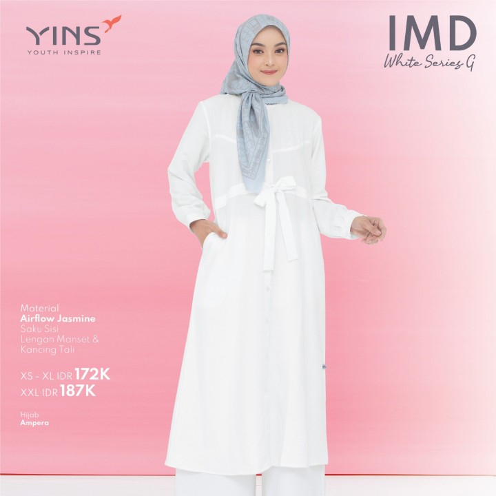 MIDI DRESS YOUTH INSPIRE IMD SERIES WHITE G / MIDI DRESS PUTIH TUNIK PUTIH TERBARU YOUTH INSPIRE ORI