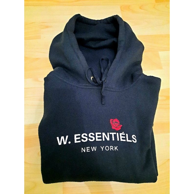 W.ESSENTIALS HOODIE BLACK ROSE
