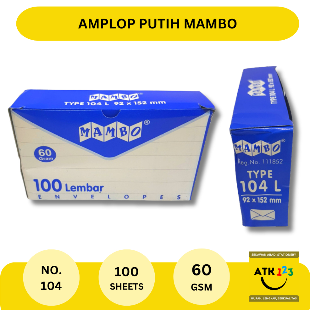 Amplop Putih 104L 92x152mm 60 gram Mambo