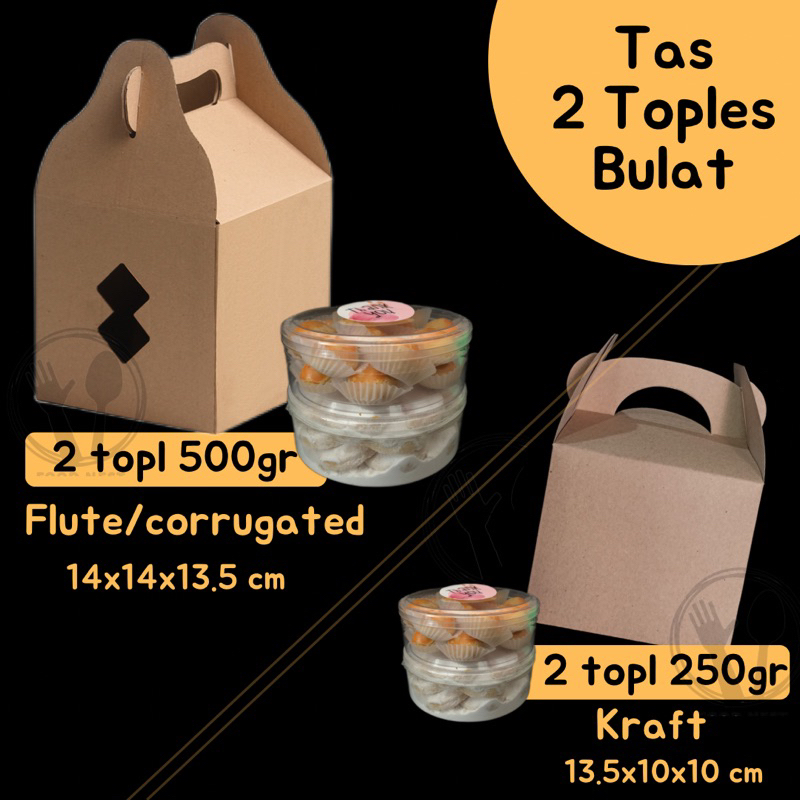 TAS 2 TOPLES TAS DUA TOPLES BULAT GABLE BOX KRAFT KOTAK JINJING MURAH DUS KUE SOUVENIR HANTARAN BOX HAMPERS SOUVENIR BOX KOTAK KADO