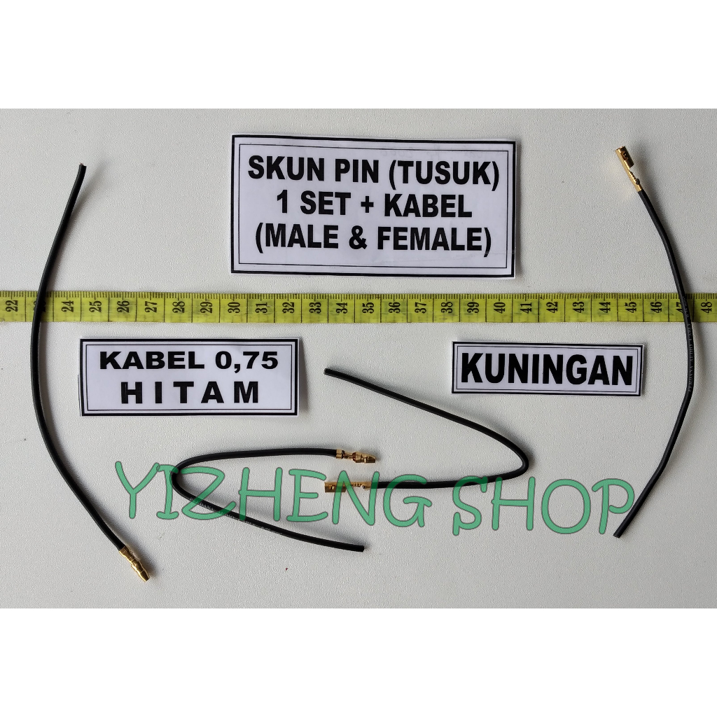 SKUN PIN BULAT ( TUSUK ) 1 SET + KABEL ( MALE & FEMALE ) HITAM