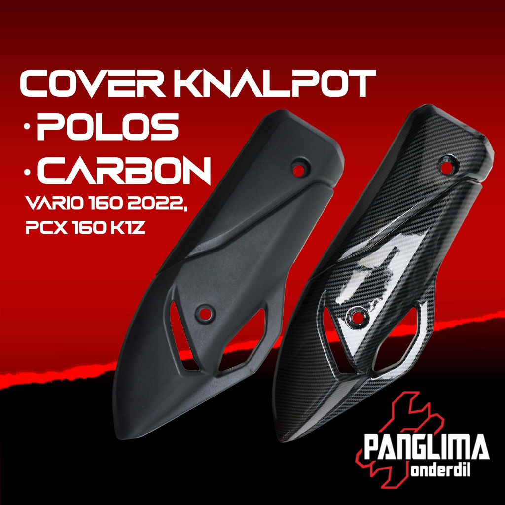 Penutup Knalpot Carbon Polos Model Vario 160 New LED / PCX 160 K1Z 2021-2022 Cover Tutup Pelindung Tameng Kenalpot Muffler Exhaust Premium Black Karbon