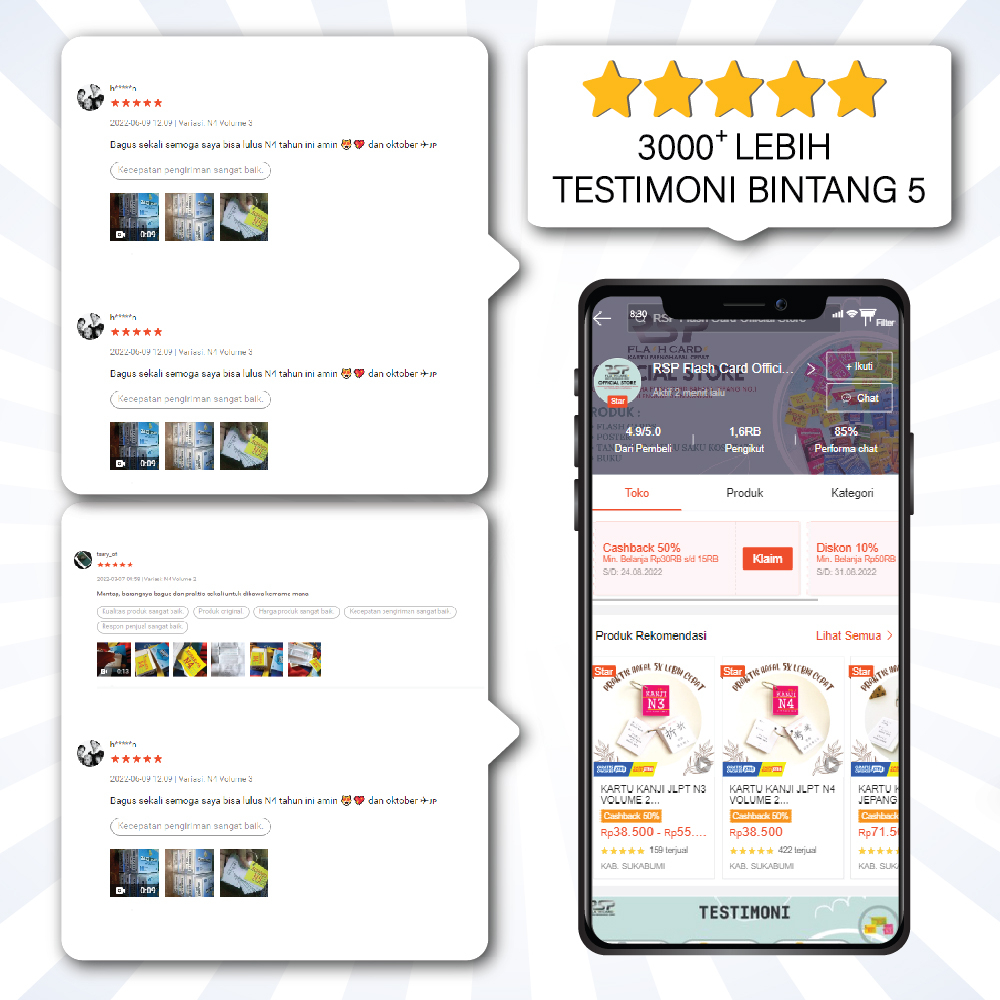 

Flashcard KOSAKATA JLPT Level N5 Kartu Menghafal Bahasa Jepang - Kotoba Flashcard