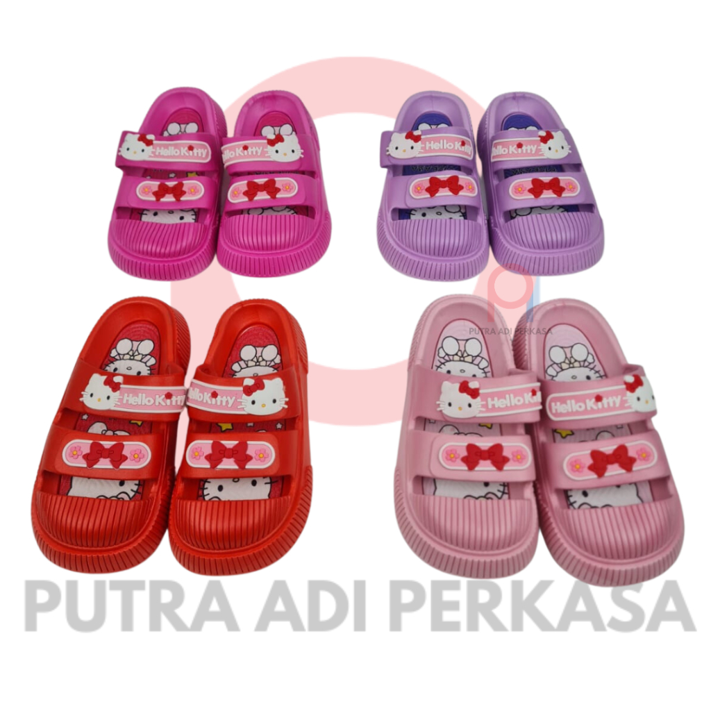 Sandal Karet Jelly Ban 2 Anak Perempuan Motif Hello Kitty Import