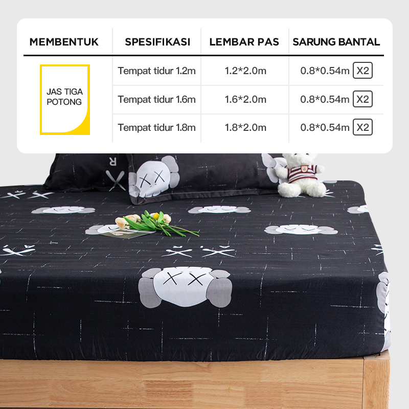 Sprei Set Aesthetic Motif Karakter Seprai Kotak Ala Korea Sprei Kekinian Size 180x200cm Include Sarung Bantal