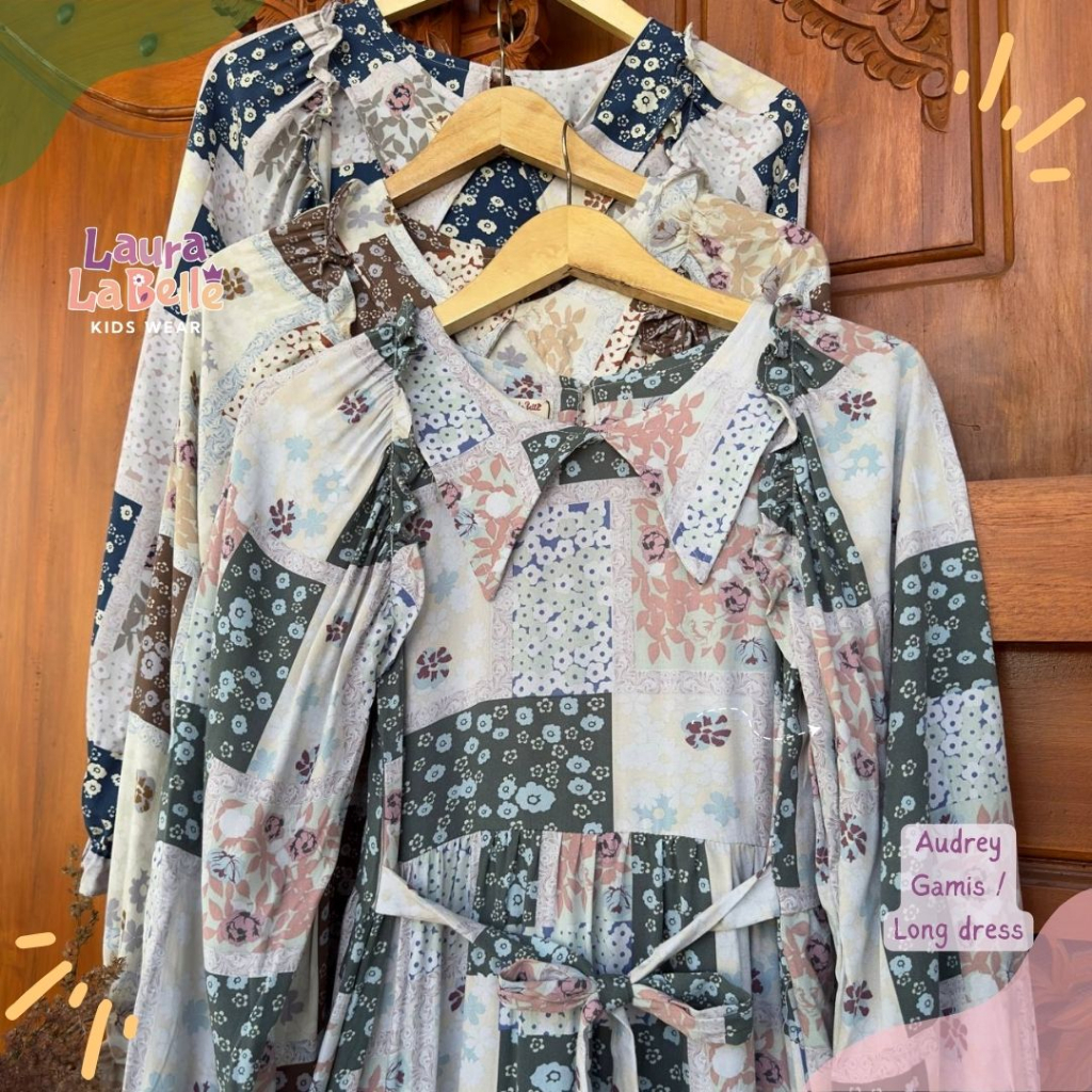 Laurakidshop Gamis Audrey Rayon Twill Motif 7 tahun - Remaja