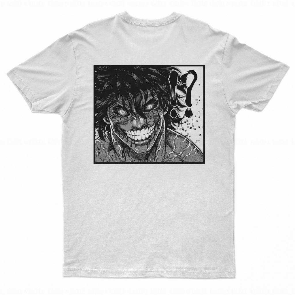 Tshirt Manga Kengan Ashura White Anime Manga Premium Unisex