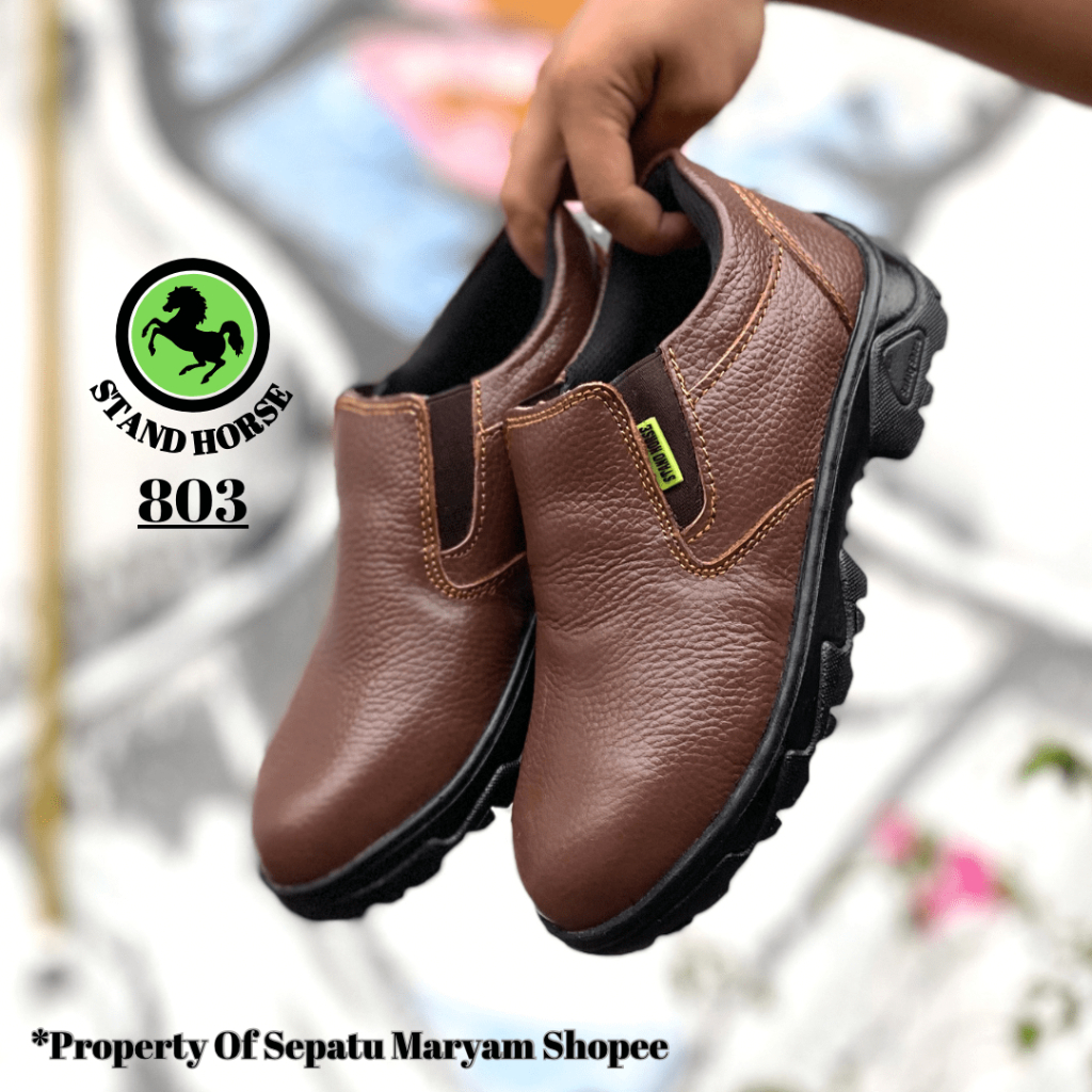 Sepatu Safety Slip On Casual Kulit Asli Safety Shoes Low Boots Ujung Besi Sepatu Septy Septi Ori SNI