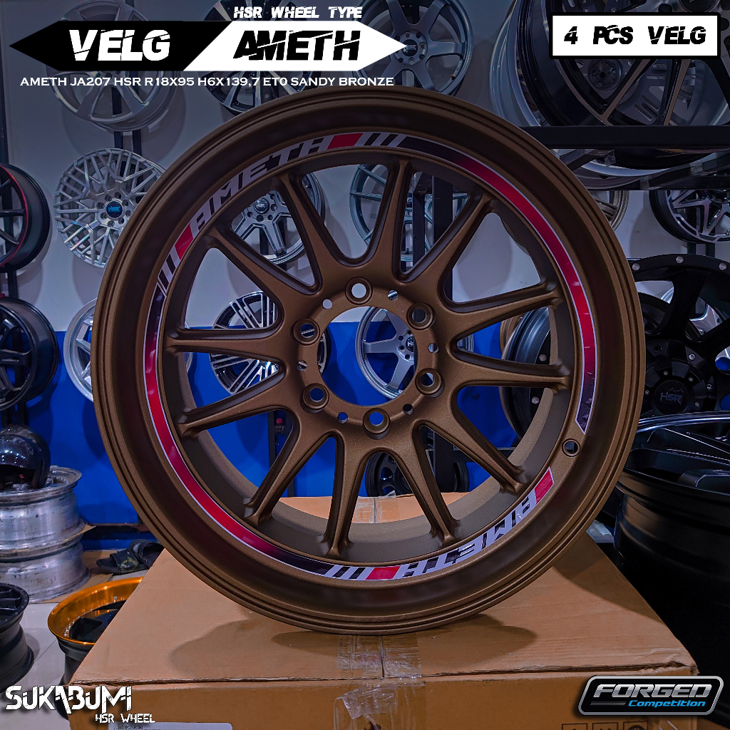 Velg Racing Mobil Pajero Fortuner Ring 18 Merk HSR Wheel Type Ameth Warna Bronze Lebar 9,5 ET 0