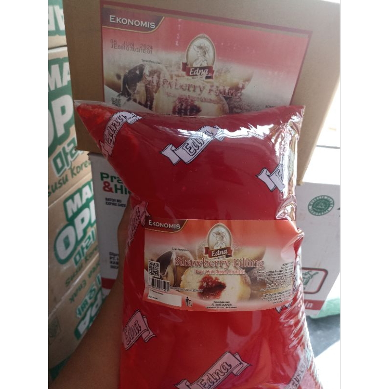 

BEST SELLER!!! edna strawberry filling selai 500 gr repacked kualitas premium BUKAN CURAH!!!