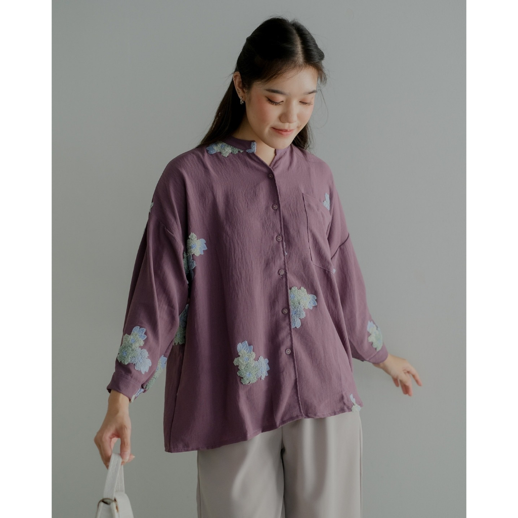 Myrubylicious QUANZA SHIRT KODE CD 2502 | SHIRT | KEMEJA WANITA | KEMEJA LENGAN PANJANG | KEMEJA MOTIF BUNGA