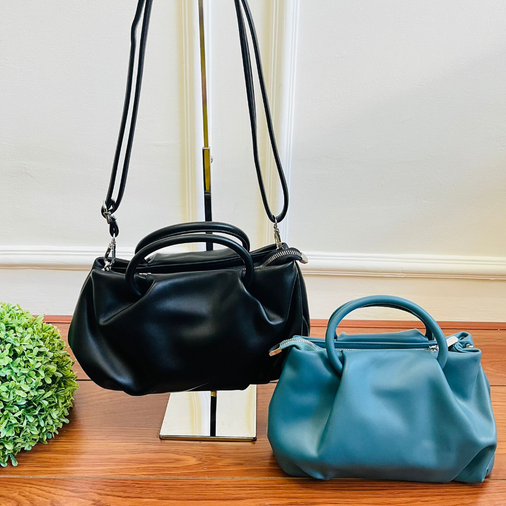 (PINK_IMP) New Import Tas Wanita . Ready Hitam dan Tosca . Bahan Kulit . Premium