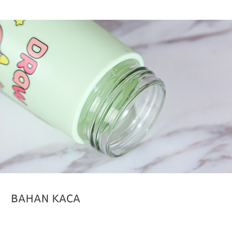 Botol Minum kaca Nice Day 300ML | Botol Thermos Mini | Botol Minum Kaca Lucu | BPA FREE