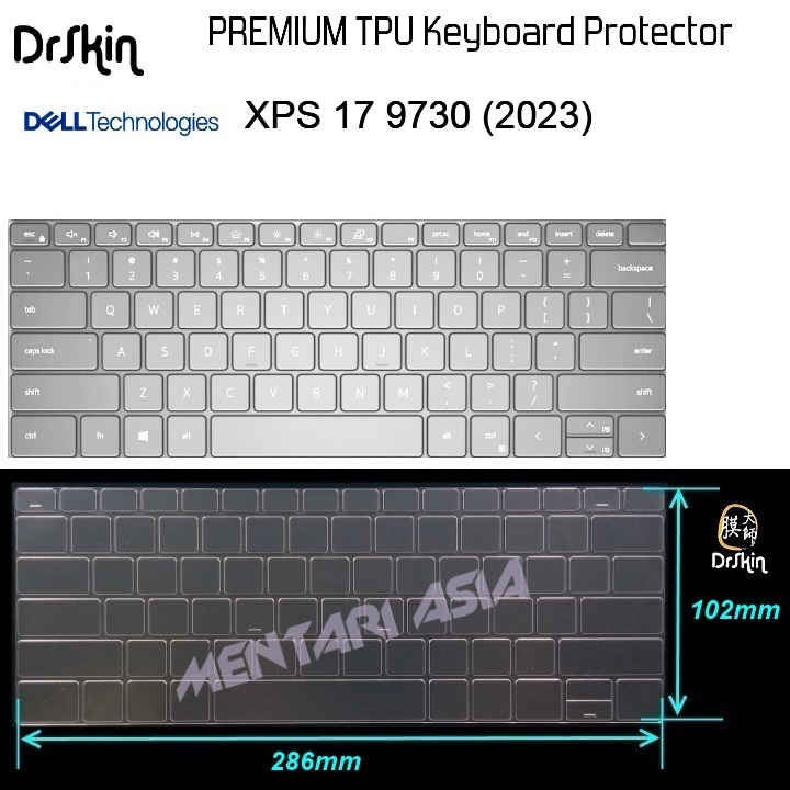 Keyboard Protector DELL XPS 17-9730 2023 - DrSkin Premium TPU Clear