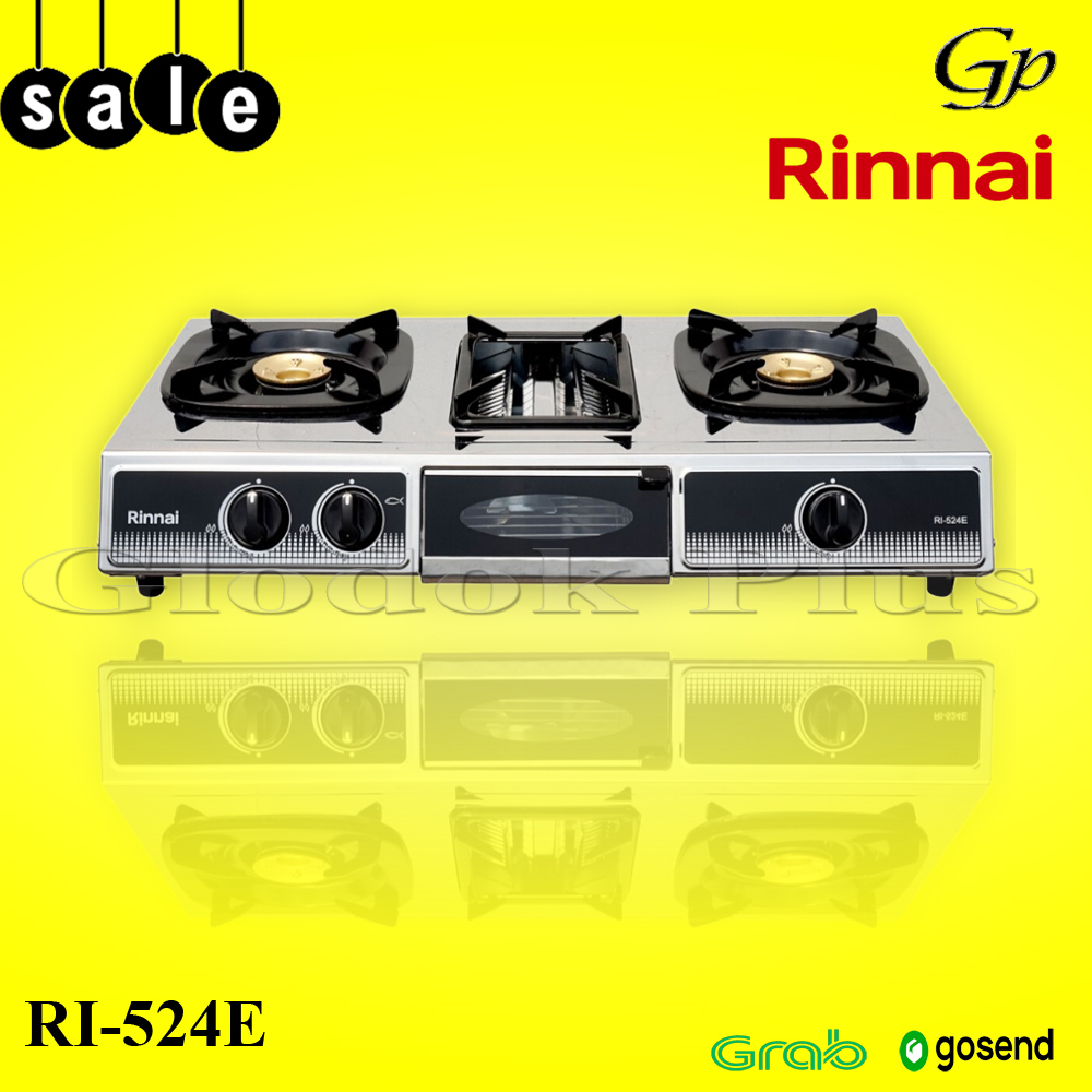 Rinnai RI-524e Kompor Gas 2 Tungku 524 e ri524e rinai stainless ri524e