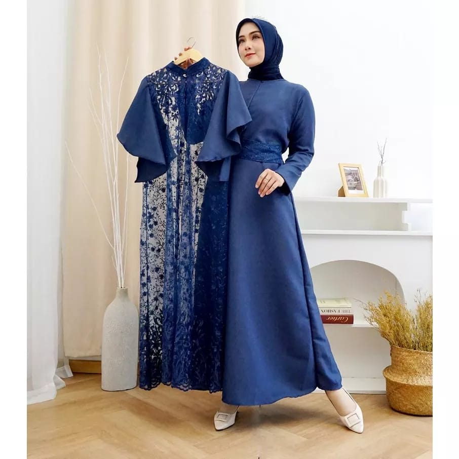 Gamis Adeeva Set Outer Brukat / Gamis Kondangan Viral / Gamis Tile Brukat Mutiara / Dress Kondangan Remaja Kekinian