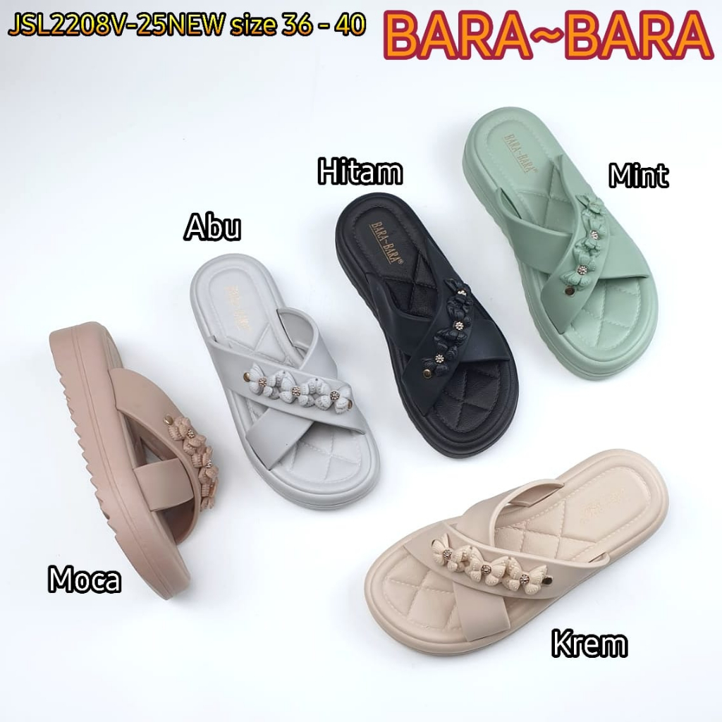 BARA BARA ORIGINAL jelly sandal karet empuk murah wanita selop import barabara cewek JSL2208V-25NEW