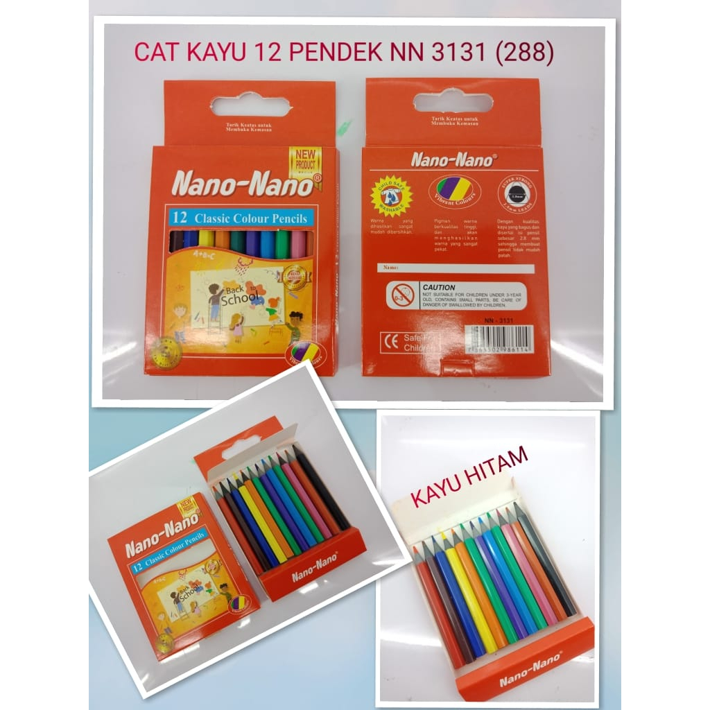 

Pensil Warna Murah Kelir Kayu PENDEK NANO NANO 12 warna