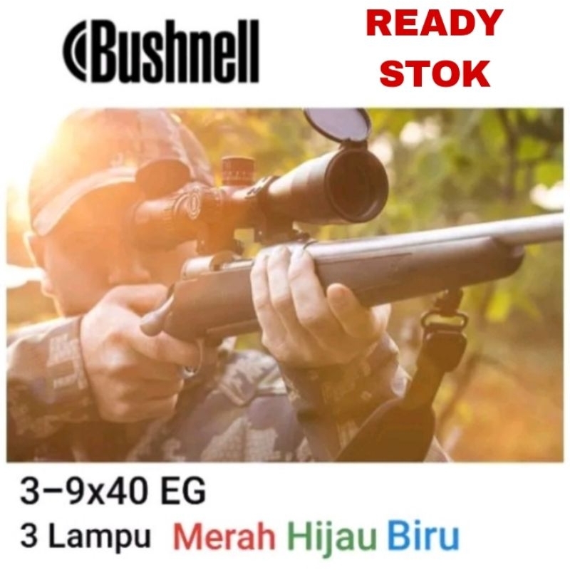 Teleskop Bushnell 3-9X40 EG Telescope 3 Lampu RGB Tele Teropong Kekeran Senapan