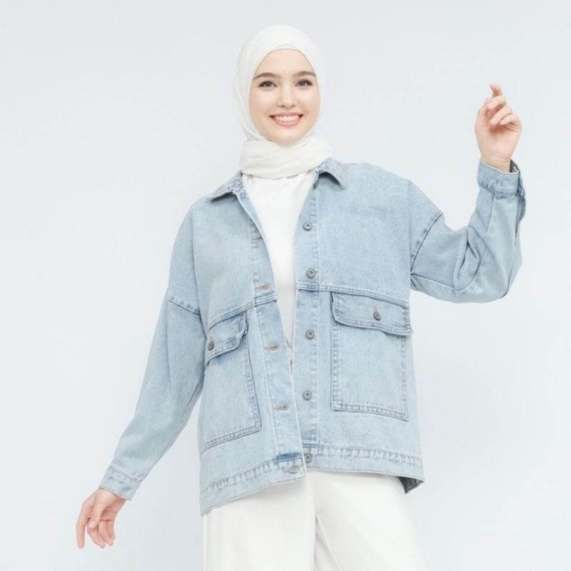 Jennie Jaket Jeans Wanita Denim Oversize