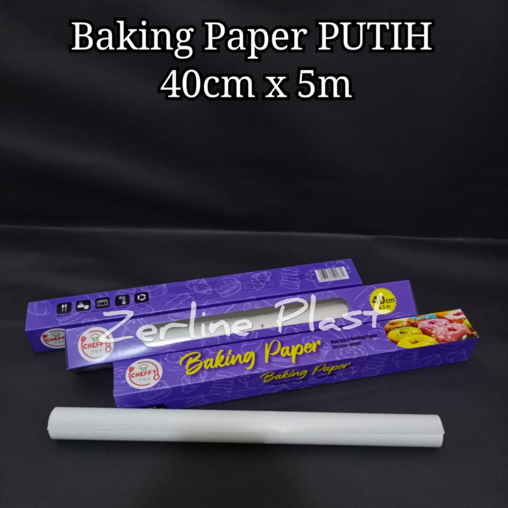 Baking Paper CHEFFY 40cm x 5meter PUTIH dan COKLAT - Kertas Roti Kue Minyak Alas Loyang