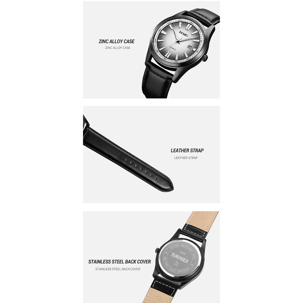 Jam Tangan Pria Analog Watch Leather Strap Waterproof 30M Desain Premium Jamtangan Berkualitas Multifungsi