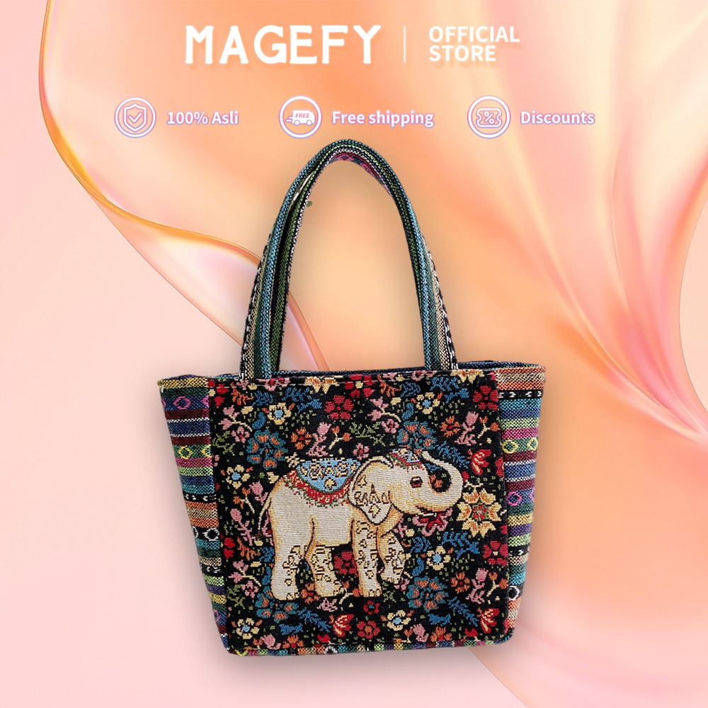 MAGEFY Tas Tote Motif Gajah Wanita Import Tas Totebag Handbag 1275