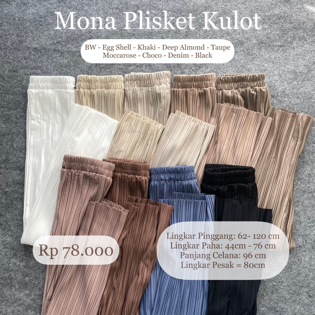 Mona Plisket Culotte | Kulot Plisket Celana Plisket Basic Pants [YEPPUOUTFIT]