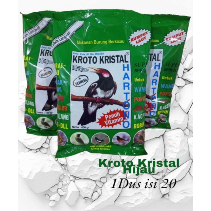 pakan burung Voer kroto kristal Hartono hijau