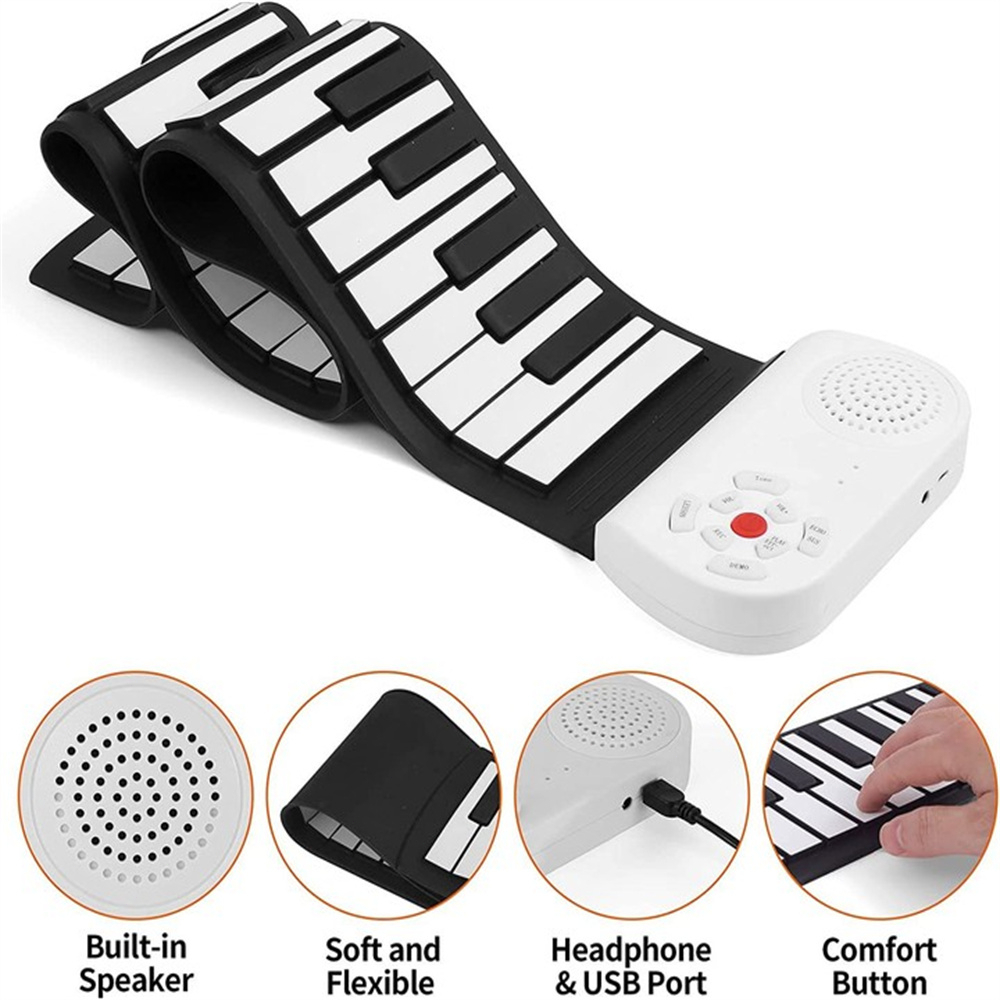 Rixton 49 Key Rainbow Hand Roll Piano Portable Foldable Multi-function USB Electronic Piano Pemula Berlatih Bermain Piano Elektronik
