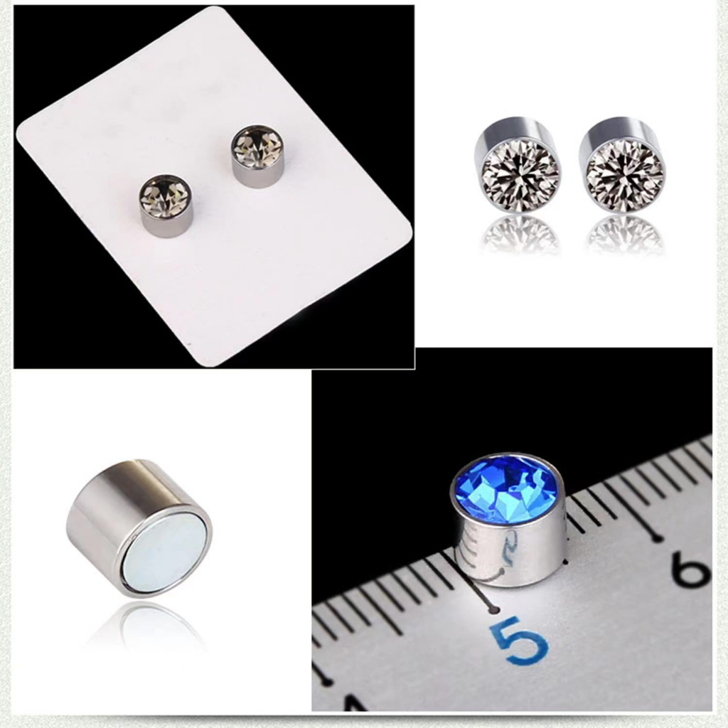 Magnet Stud Anting-Anting Berwarna Berlian Magnet Telinga Klip Untuk Pria Dan Wanita Tanpa Tindik Palsu Anting-Anting Pria Anting-Anting