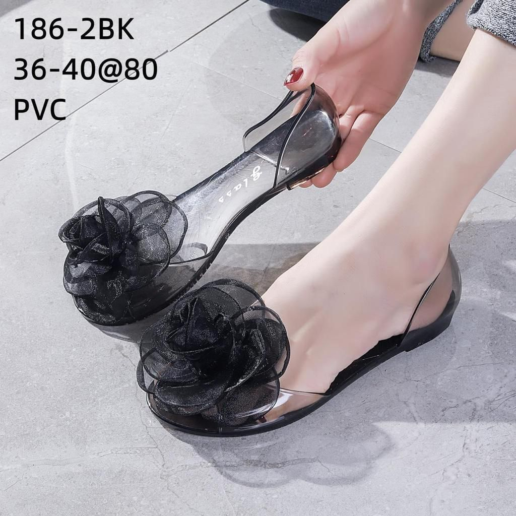 Sepatu Flat shoes Jelly Bunga Kaca Transparan Glanzton