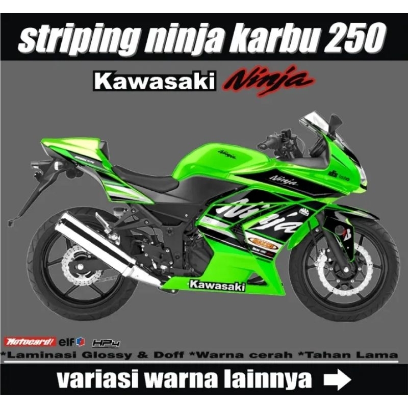 Striping Motor Ninja 250 Karbu / Decal Sticker List Variasi Ninja Karbu / Stock Decals Kawasaki Ninj