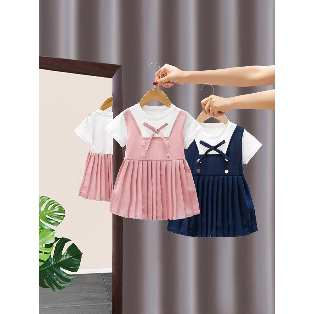 Bayi - 2 Tahun - Dress Anak Meilin Korea Style | Dress Premium Kualitas Import Baju Anak Perempuan Gaya Korean Dres Lengan Pendek Babycinnamon