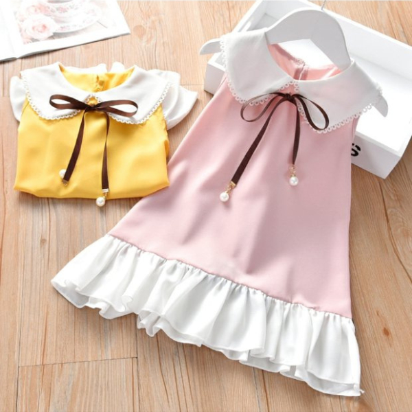 Bayi - 2 Tahun - Dress Anak Yin Hua Korea Style | Dress Premium Kualitas Import Baju Anak Perempuan Gaya Korean Dres Lengan Pendek Dress Kensi Babycinnamon