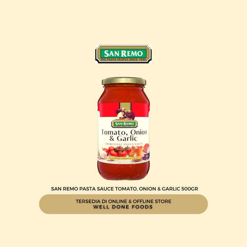 

San Remo Pasta Sauce Tomato, Onion & Garlic 500gr