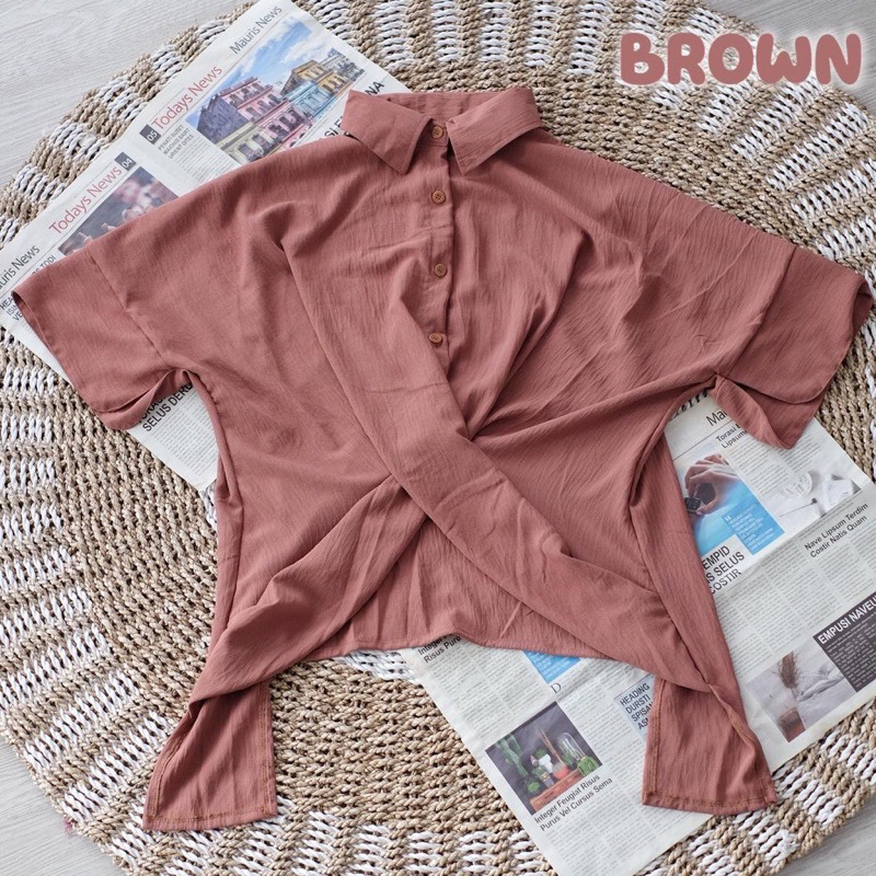 Blouse Crincle Oversize Kemeja Batwing Jumbo Atasan Wanita Crinkle Bigsize