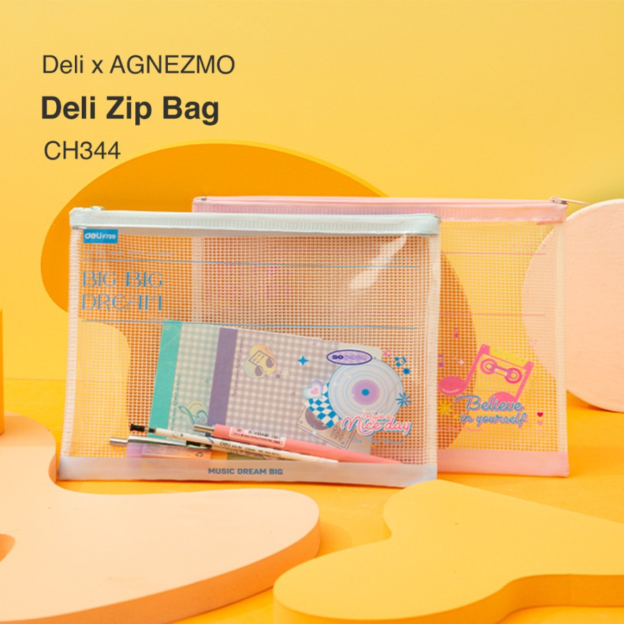 

R2GO - Deli CF799 Zip Bag X Agnez Mo / Tempat Pensil Pouch Transparan