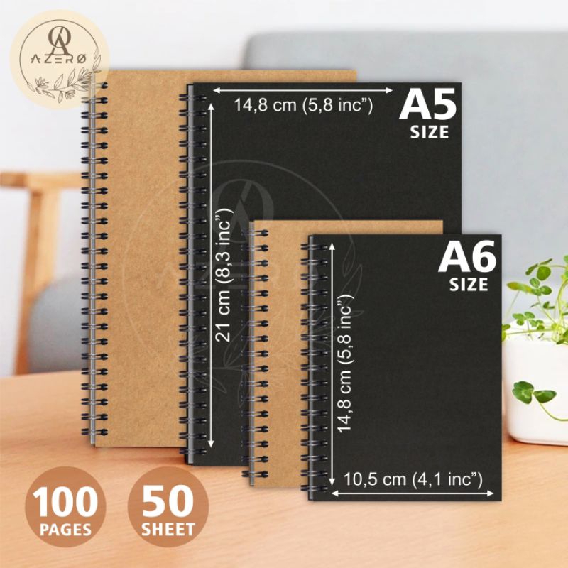 

Notebook Spiral A5 / Jurnal Buku Catatan Spiral / Notebook Brown / Notes Book Garis Polos Kotak Titik / Journal Book