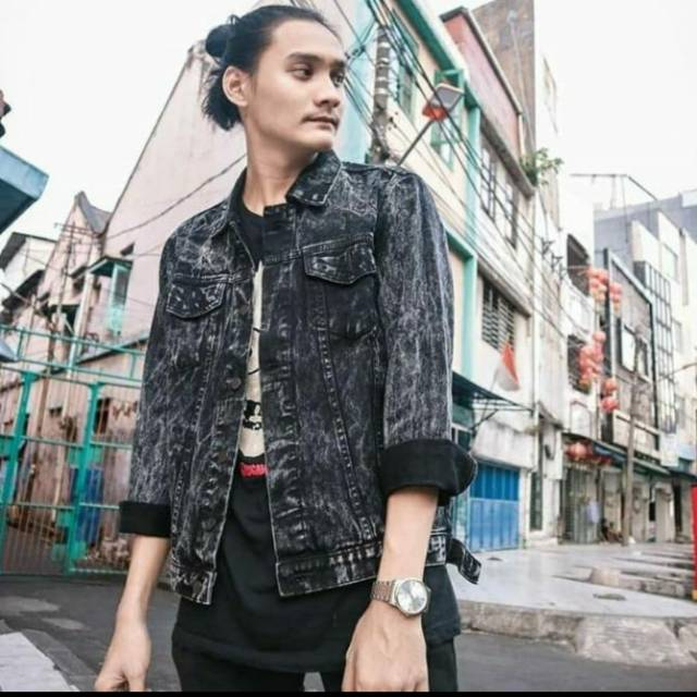 Jaket Jeans Pria Black Senwash Unisex M L XL XXL