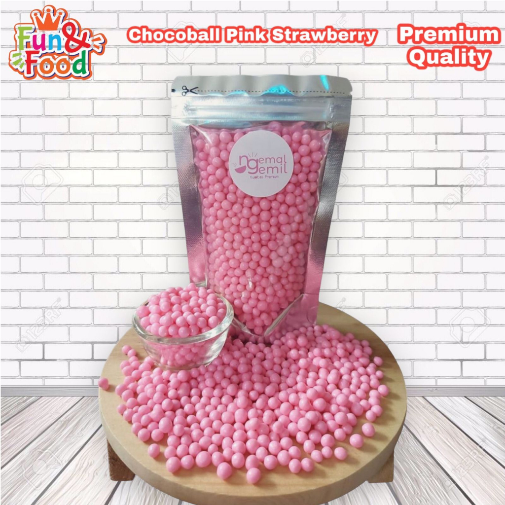 

Pouch Chocoball Pink Strawberry Sprinkle Bola Pink Topping Donut Kue Bolu Kualitas Premium