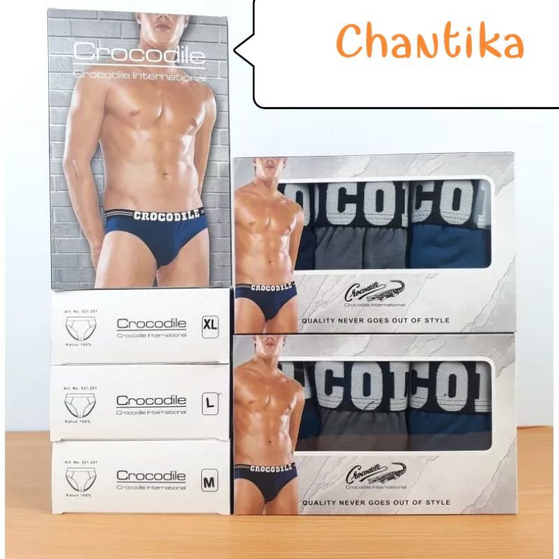 Crocodile cd pria Brief 521 - 251 Sekotak isi 3 Pcs