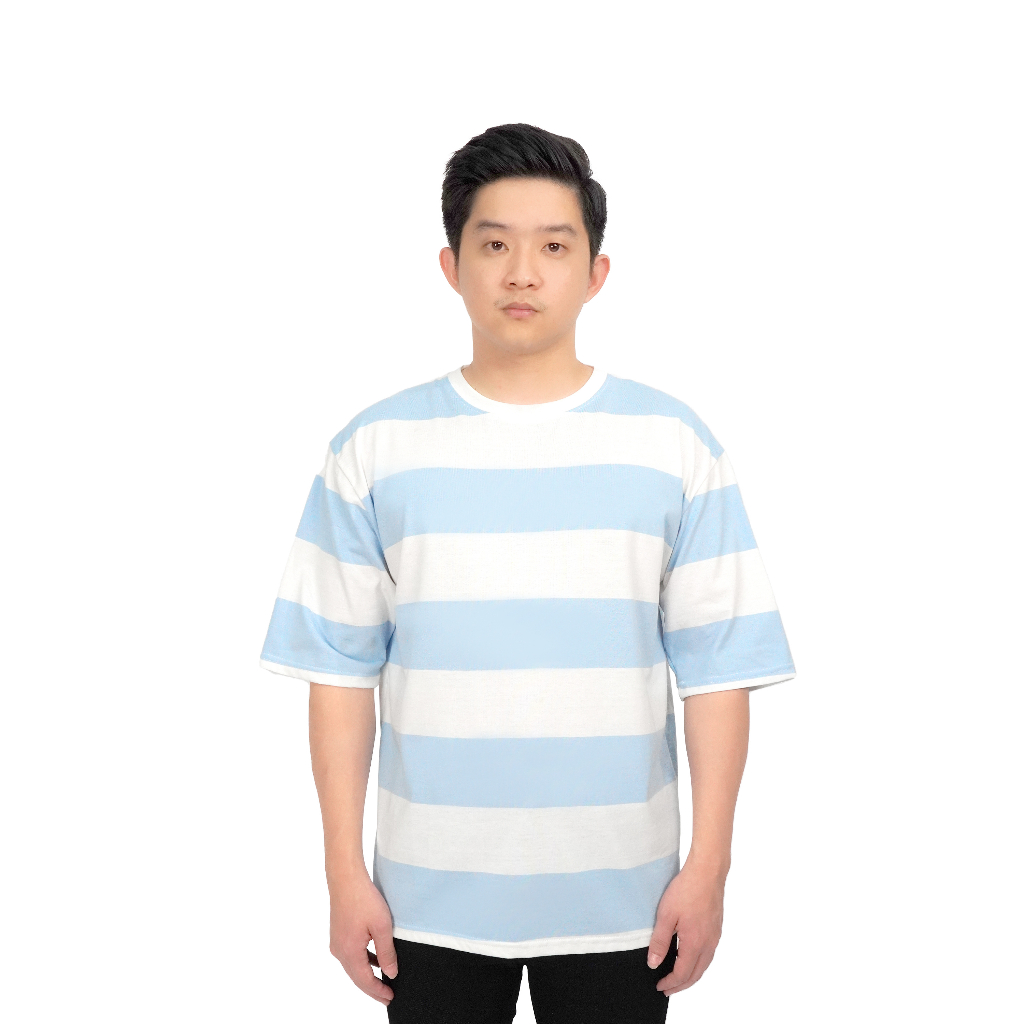 Kaos Pria Oversize T-Shirt Oversize Bazzo Stripe Salur Cotton Lengan Pendek