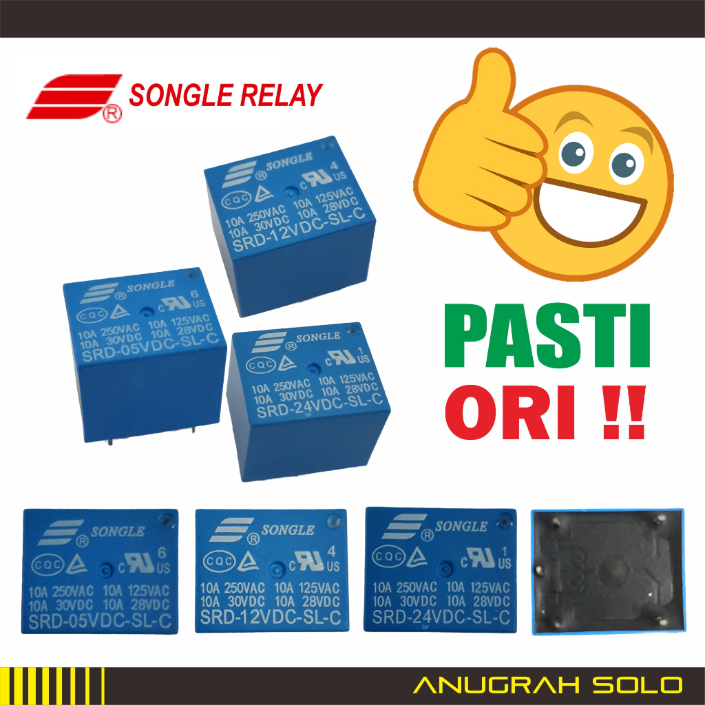 Relay Songle 5P 10A 5V 12V 24V SRD-05VDC-SL-C SRD-12VDC-SL-C SRD-24VDC